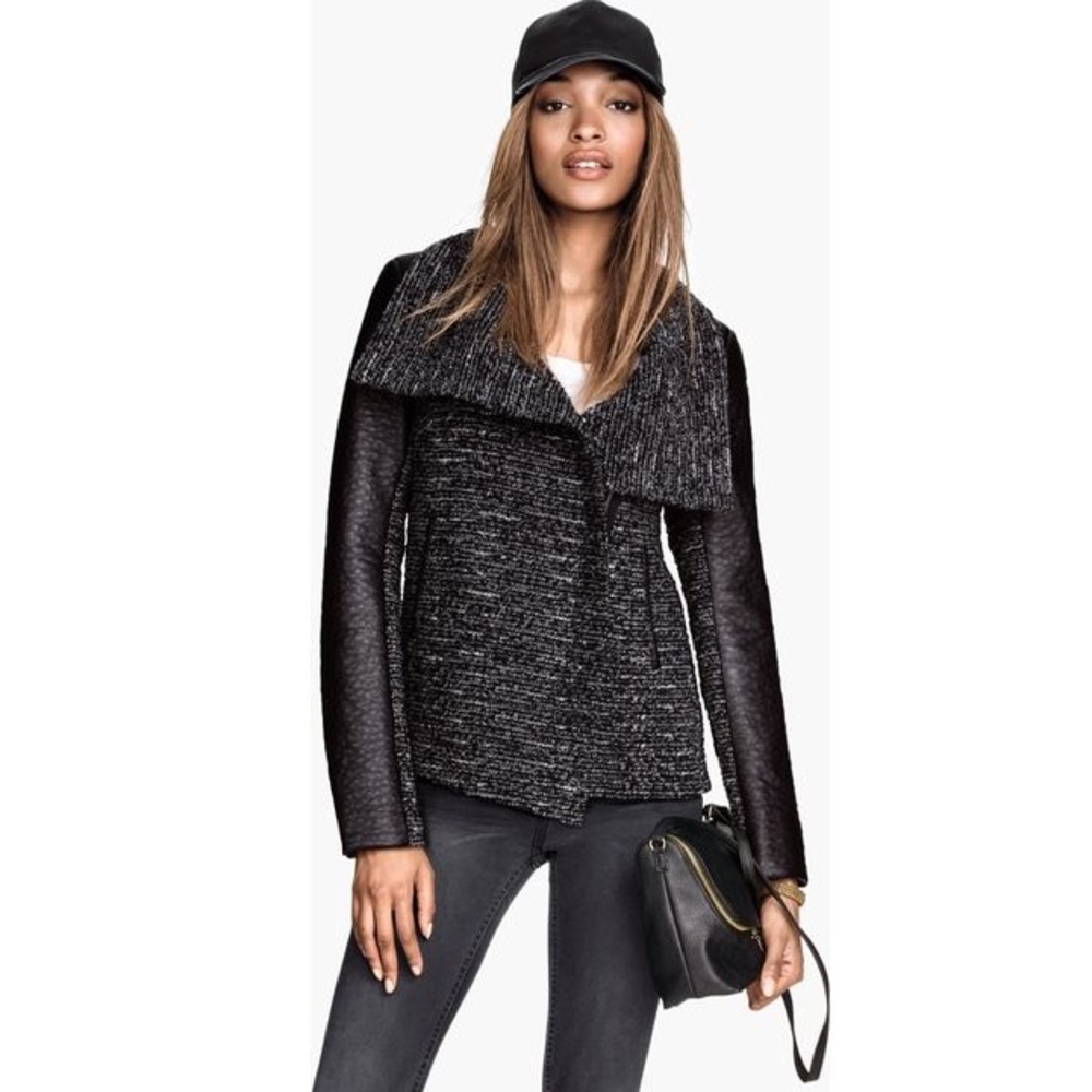 H&M Asymmetric Zip Boucle Moto Jacket